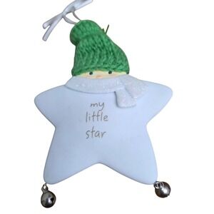 Department 56 My Little Star Christmas Ornament with‎ Bells Green Hat Scarf